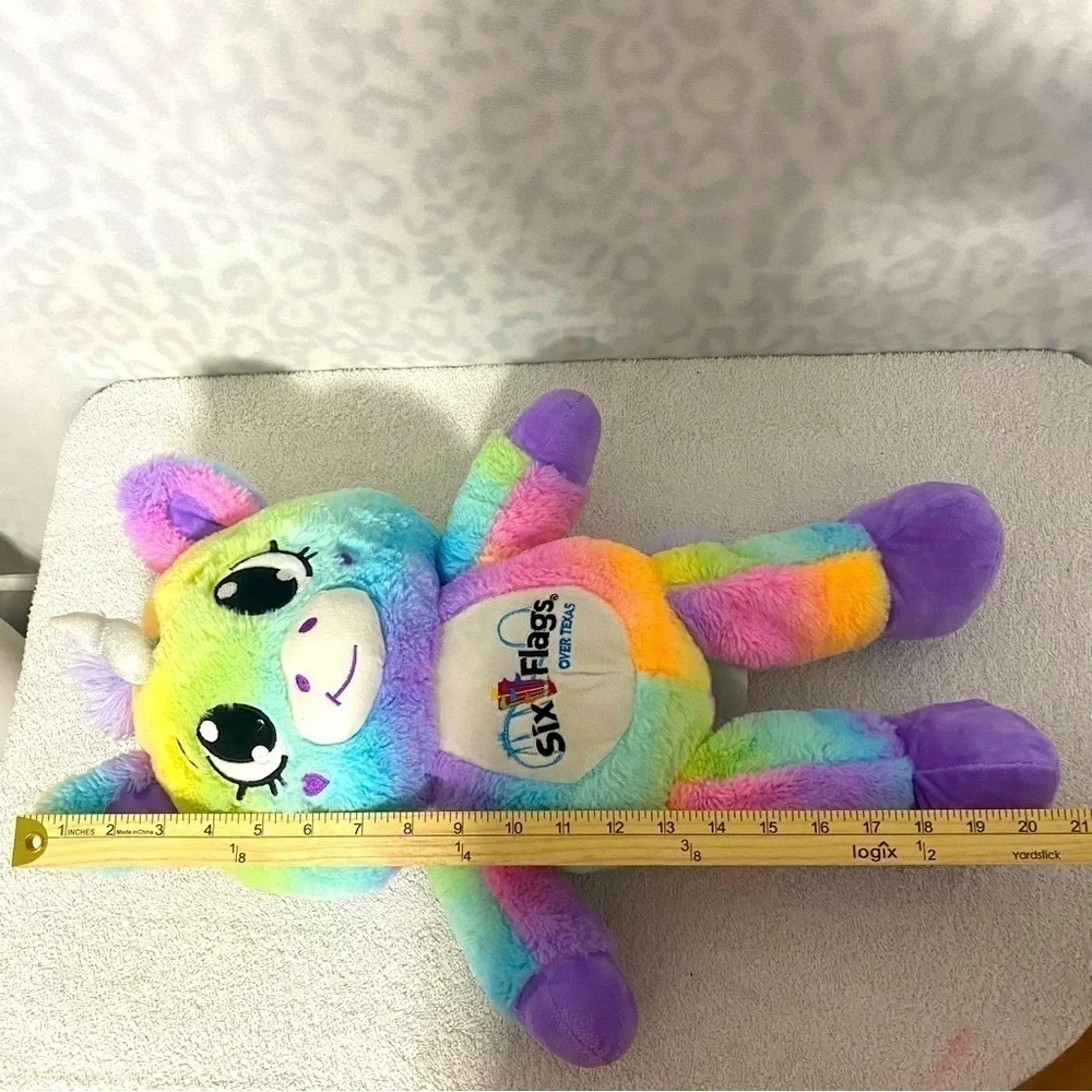 Fiesta Rainbow Sherbet Pastel Plush 21” Stuffed Animal SIX FLAG TEXAS Embroidery